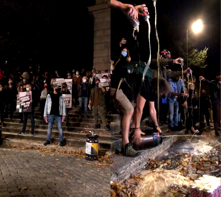 birra sversata in piazza Trilussa a Trastevere